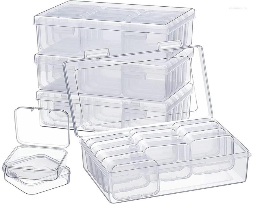 

Jewelry Pouches Clear Plastic Storage Box With Hinged Lid Small Items And Rectangular Craft Supplies3118232