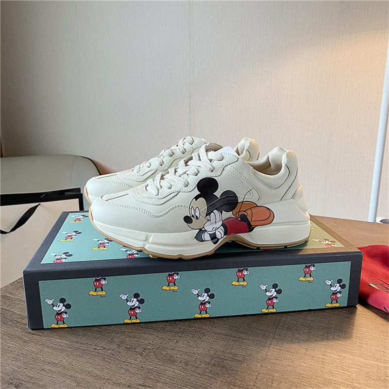 

Designer Luxury Rhyton Mouse Leather Sneakers Beige Casual Shoe Sneaker Top Quality With Box
