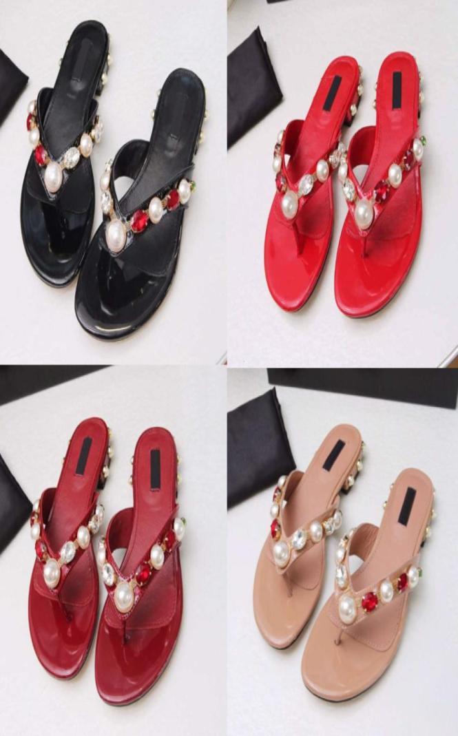 

2023 Women Slippers Woman slides Diamond slipper Summer flip flops Sexy Sandals luxurys designers real leather platform sandal Fla1105329, Red
