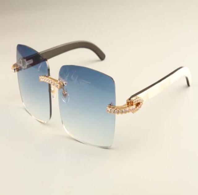 

2019 new luxury fashion diamond ultra light big box sunglasses 352412D3 natural mixed horns mirror legs sunglasses DHL 7727201