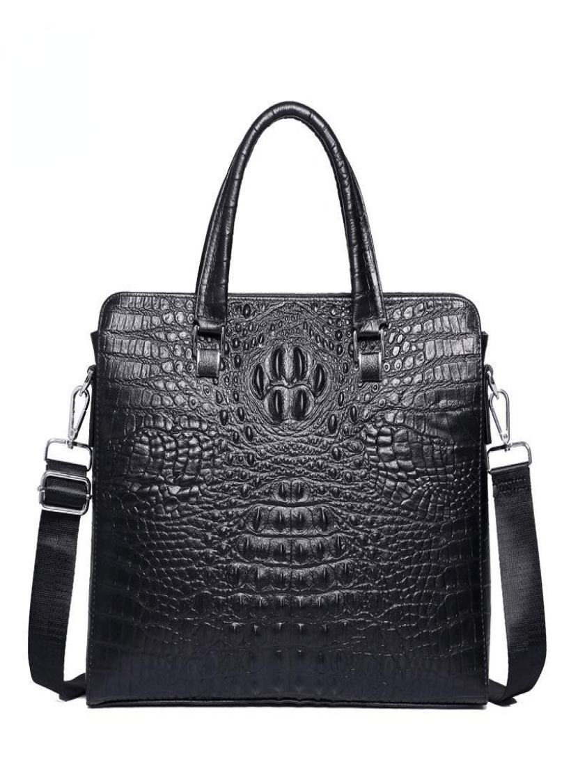 

Briefcases Top Real Leather Alligator Pattern Briefcase Men039s Single Shoulder Bag Highquality Business Laptop 14 Inch Comput2413089, Black