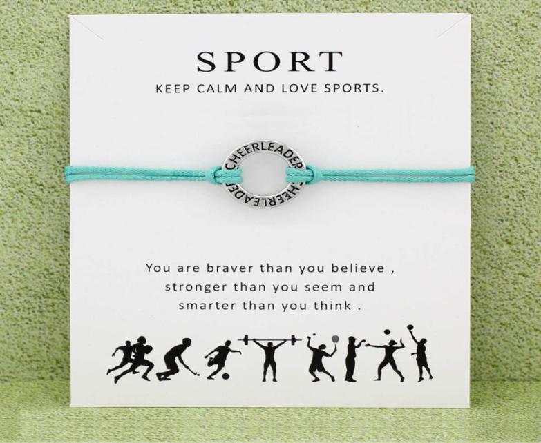 

Fashion Cheerleader Cheer Mom Baseball Softball Basketball Soccer Hockey Volleyball Sports Charm Card Bracelets Women Men Jewelry 2361983