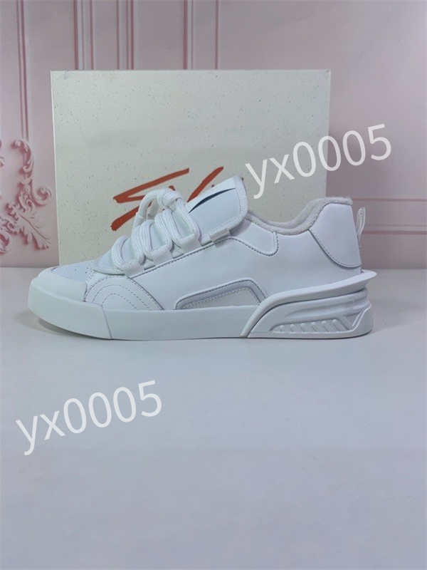 

New top Luxury Designer flat sneaker trainer casual shoes leather white letter overlays fashion platform men womens low sneakers, 03