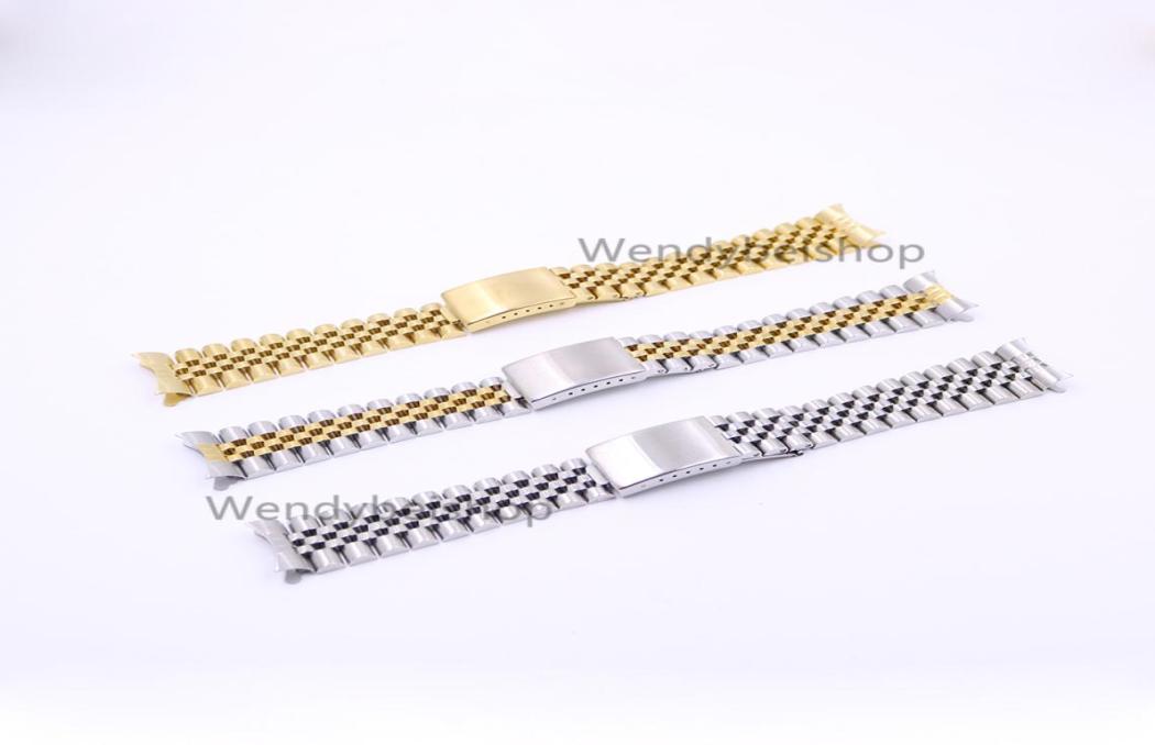

19 20 22mm Gold Two tone Hollow Curved End Solid Screw Links 316L Steel Replacement Watch Band Strap Old Style Jubilee Bracelet5673202