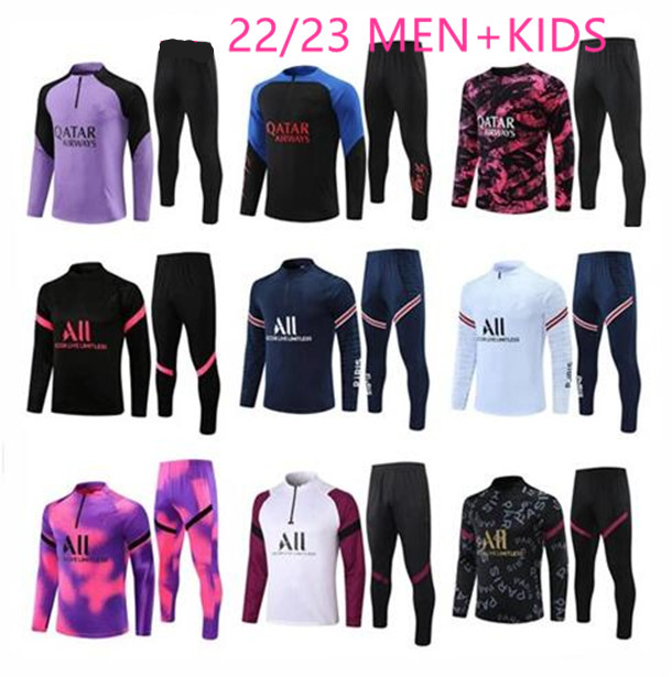 

22 23 PSGs MBAPPE soccer jersey tracksuit 22 23 Classic style Paris Training Suit Half pull Long sleeve SERGIO RAMOS VERRATTI ICARDI adult kids football