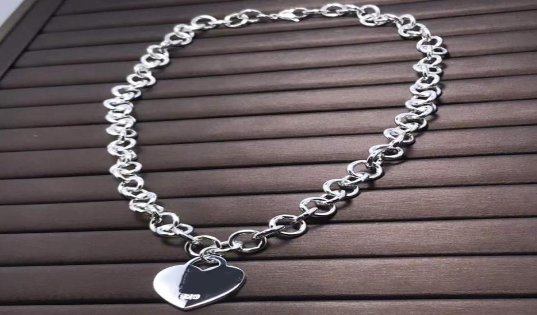 

2023 Branded Designed Bracelet Necklace Heart Thick Style Silver Color for Valentine039s Day With Gift X221917044147