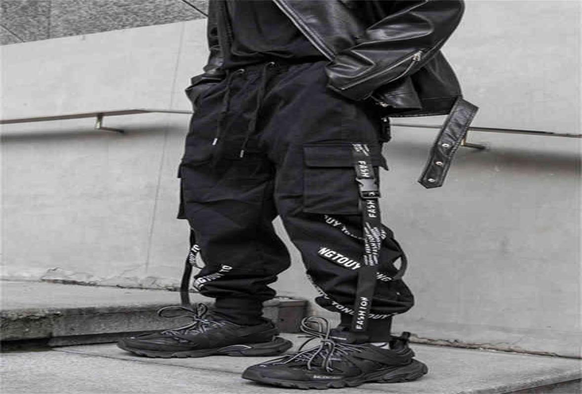 

2022 Harajuku Black Hip Hop Men Ribbons Cargo Pants Techwear Japanese Emo Alt Trousers Jogging Streetwear Hippie Gothic Joggers G27437246, Multi