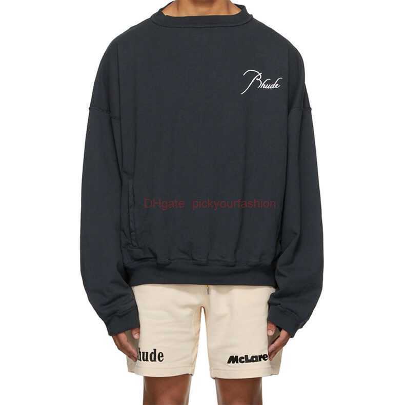 

Designer Clothing Mens Sweatshirts Hoodies Sweater Rhude American Cut Colorful Embroidery Letter Round Neck Mens Pullover Sweater Fashion Streetwear Pullover ja, Shipping fee