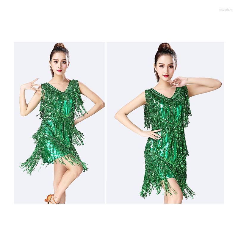 

Stage Wear Women's Glitter Sequin Ballroom Latin Dance Sleeveless Dress Female Sparkle Party Sexy Dresses For Ladies 2023 Summer, Red
