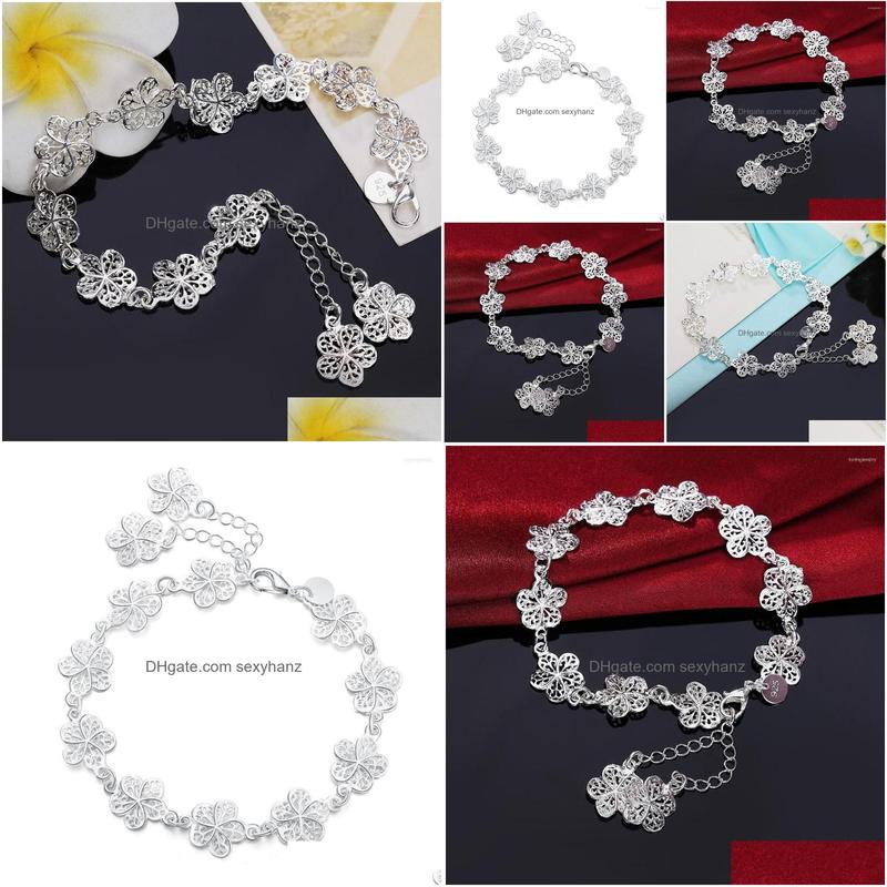 

Chain Link Bracelets Fashion Jewelry Japan And Korea Exquisite Flower Rose Bracelet Drop Delivery Dh6Db