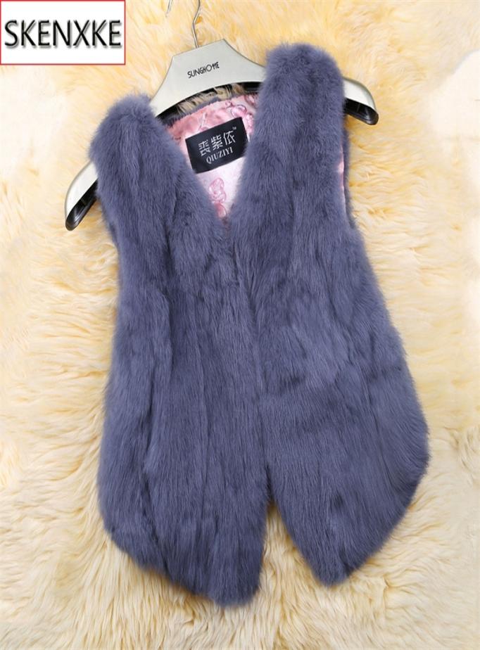 

2019 New Style Women Real Genuine Rabbit Fur Vest Fashion 100 Real Rabbit Fur Gilet Lady Real Rabbit Fur Short Sleeveless Coat CJ8806354, Black