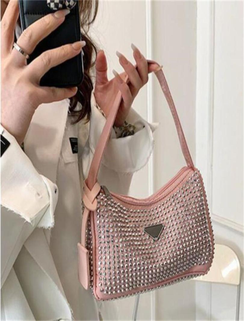 

Luxurys Rhinestone Hobo Crossbody Bags Messenger Handbags Shoulder Bag For Women Classic Designers Purse Zipper Fashion Woman Ches7095786, Pink