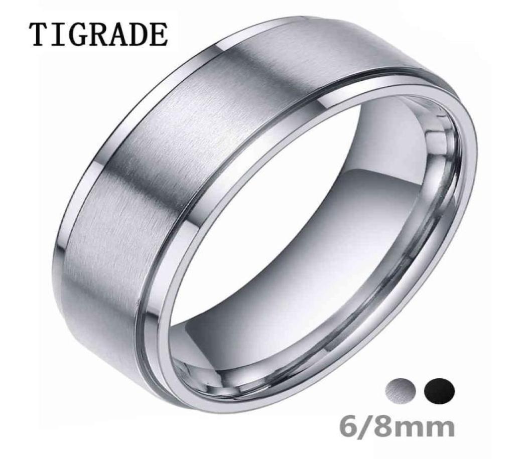 

Tigrade 68mm Silver Color Tungsten Carbide Ring Men Black Brushed Wedding Band Male Engagement Rings For Women Fashion bague3609893