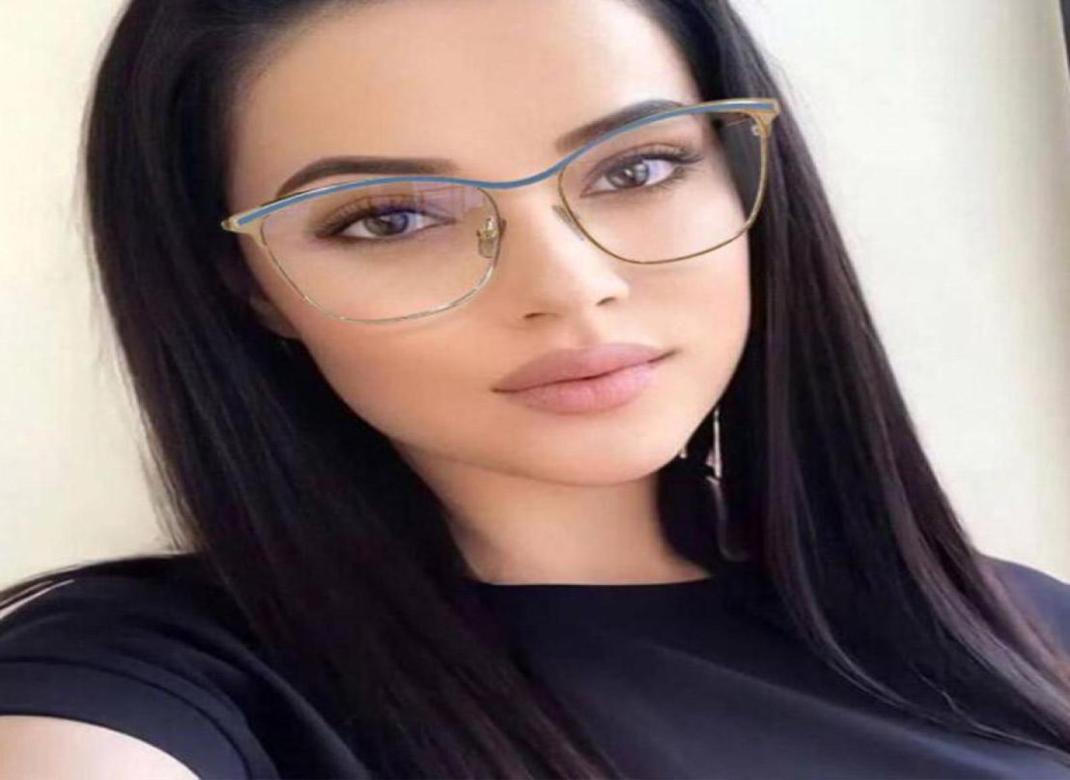

Fashion Sunglasses Frames Vintage Square Anti Blue Light Glasses Women Designer Metal Big Frame Optical Eyeglasses Clear Lens6527982