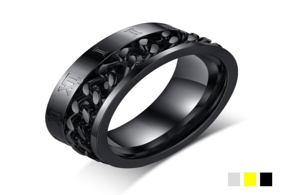 

Fashion Charm Jewelry silvergoldblack color Roman numerals stainless steel chain spinner Rings For Women Men Drop57805879510638