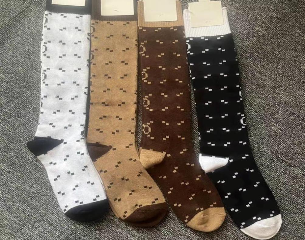 

4 Colors Classic Letter Long Socks with Tag Women Letters Cotton Knee Sock Stockings2693496, Brown