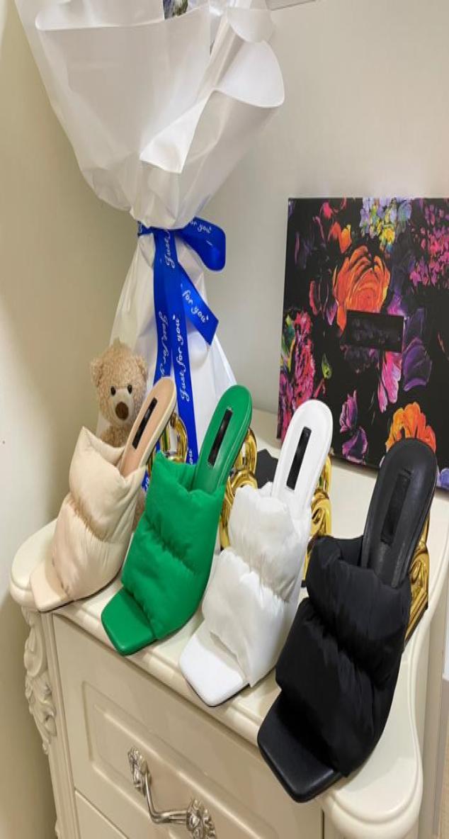 

Luxury Designer early spring new down cloth highheeled sandals women flat toe opentoe temperament fashion slippers letter heels 3765173, Dark brown