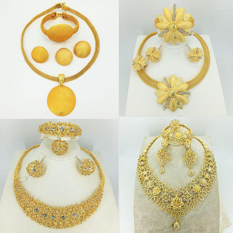 

Necklace Earrings Set Europe United States Four Piece Temperament Dubai Bride Wedding Jewelry African Women Gift High Quality, Picture shown