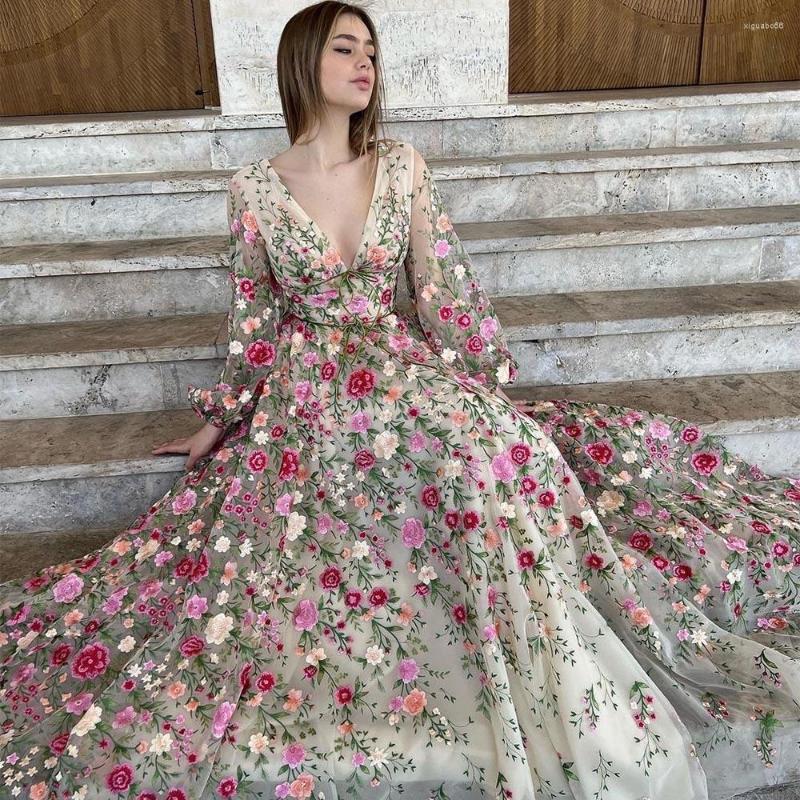 

Wedding Dress Tulle Dresses Long Sleeves Lace Appliques Elegant Floral A-Line Gown Formal V-Neck Party In 2023, Same as picture