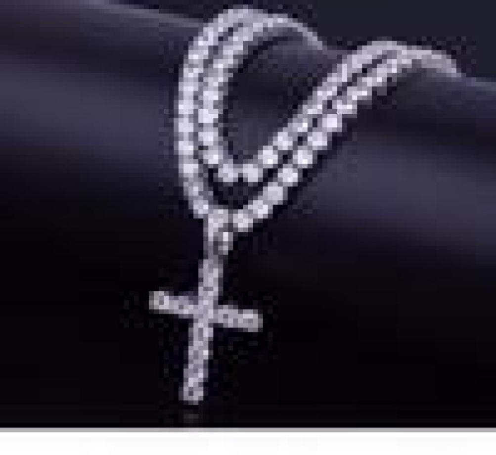 

Iced Out Zircon Cross Pendant With 4mm Tennis Chain Necklace Set Men039s Hip hop Jewelry Gold Silver CZ Pendant Necklace Set3827773