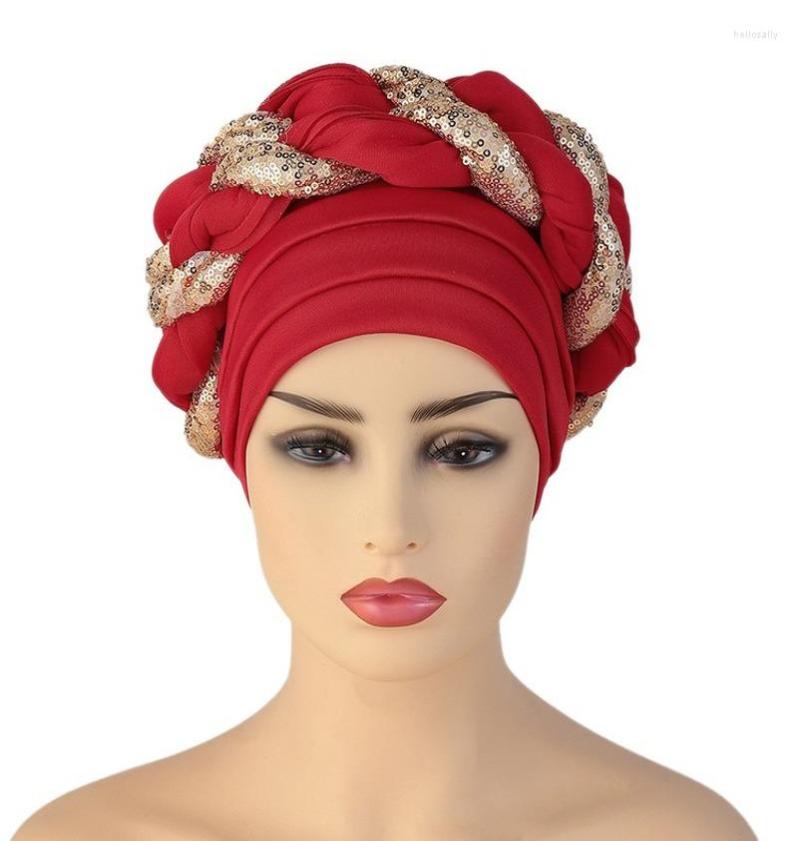 

Berets Already Made Turbans For Women Head Wrap African Hat Cover Muslim Auto Gele Aso Oke Headwear Bonnets5569668, Pink