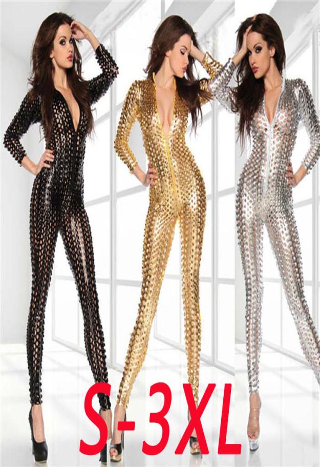 

Whole Punk LINGERIE silver gold black Wetlook Catsuit jumpsuit 3D Intricately crafted Overall Punk S3XL 71173090947