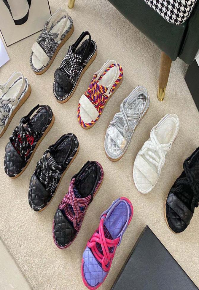 

Sandal Slipper Women Slide Hemp Rope Woven Metal Chain Designer Fashion Luxury Elegant Simple Material Flat Shoes Comfortable Top 8297356, Pink