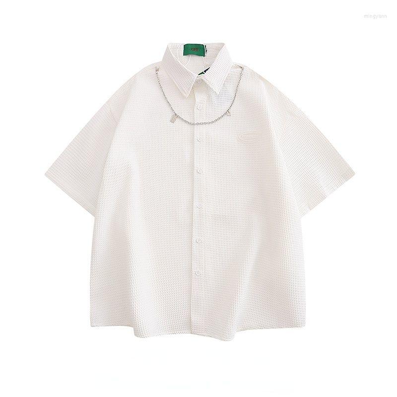 

Men's Casual Shirts Waffle American Design Men's And Women's Couple Oversize Shirt For Summer, Black