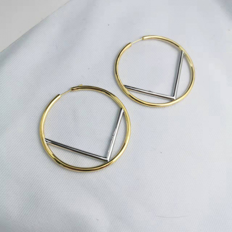 

designer gold hoop earrings luxury earring Designer jewelry women Big Circle 18K Gold Plated Earring F Letter Wedding Party Jewerlry Accessories Wholesale dhgate