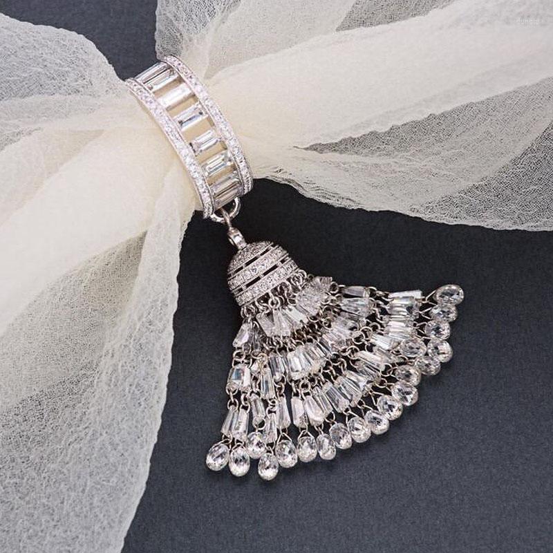 

Cluster Rings SLJELY Designer Pure 925 Sterling Silver Tassel Finger Ring Micro Zircon Crystal Stones Women Fashion Jewelry