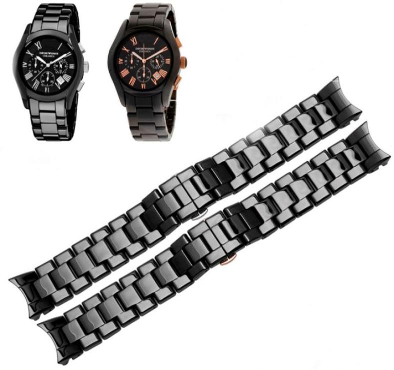 

Black Ceramic Watchband 22mm for AR1400 AR1410 Wrist Strap Replacement Bracelet7679089