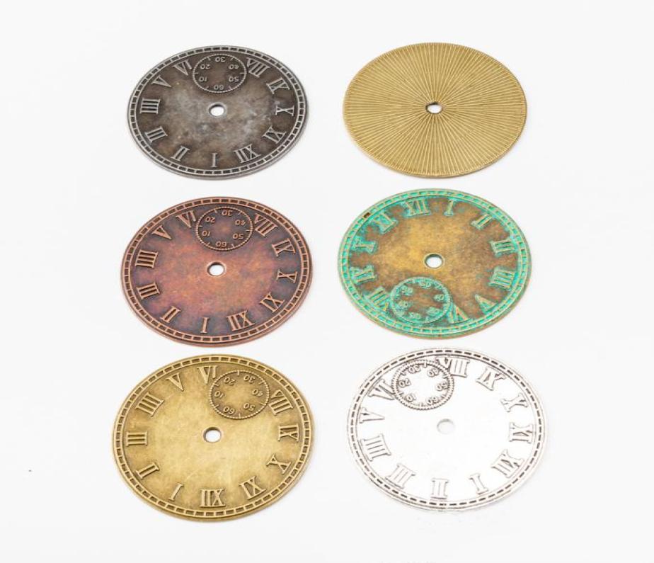 

10pcs 4343MM Antique silver color round gear clock charms bronze gold vintage pendant for necklace bracelet earring diy jewelry m8415286