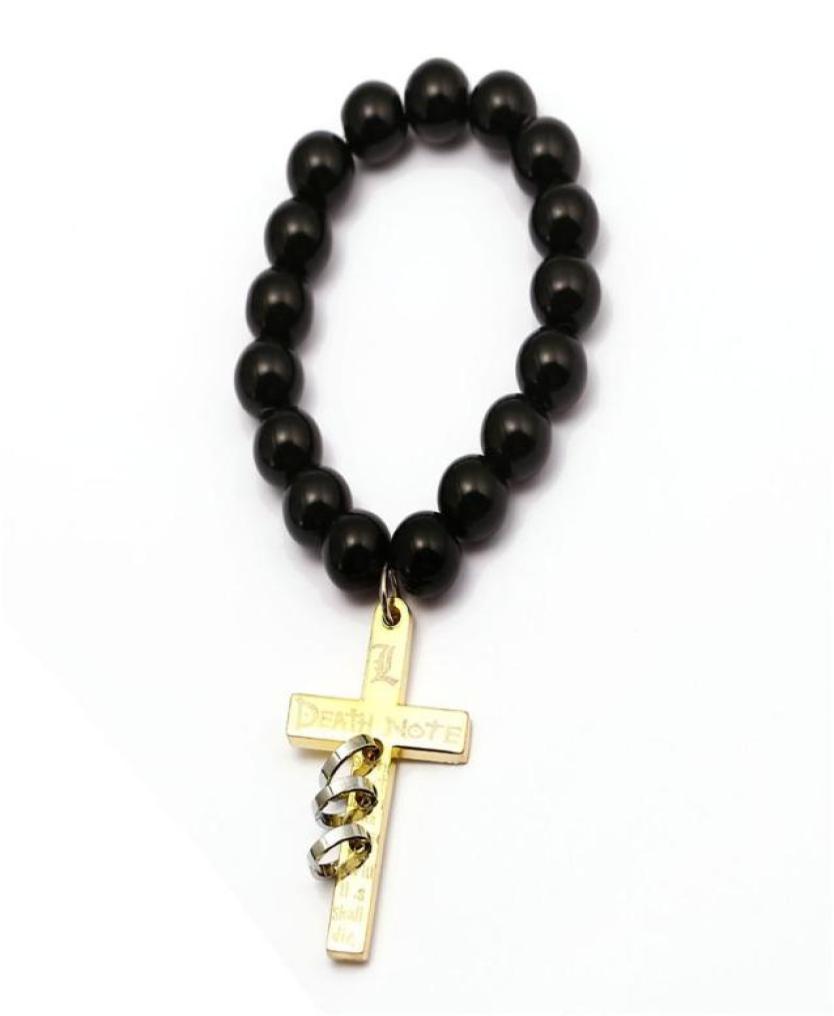 

Anime Jewelry Death Note Pendant Beads Bracelet Cross Logo Chain Charm 8 Colors Bangle Glass Metal Accessory Men Women Gift Beaded3274304
