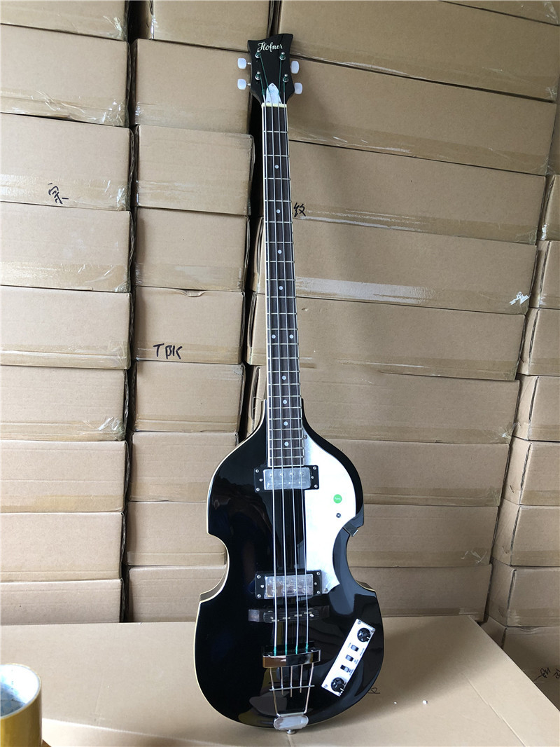 

Free shipping Low price 4-string violin bass black bass electric guitar semi-hollow body bass electric bass