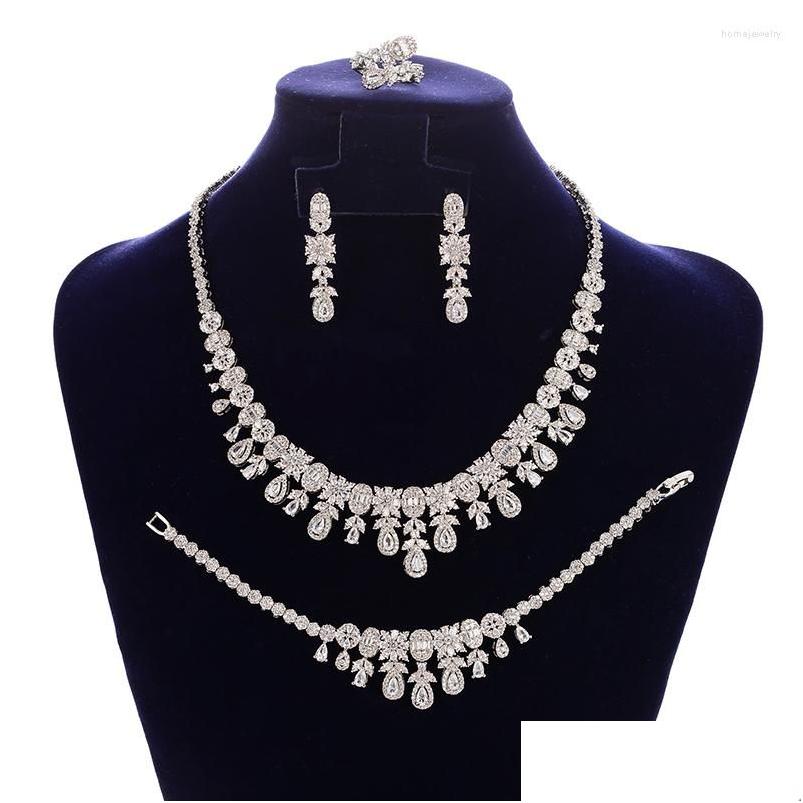 

Hair Clips Barrettes Bridal Jewelry Set Hadiyana Gorgeous Ladies Wedding Necklace Earrings Ring Bracelet Cn1901 Parure Bijoux Femm Dhuwe
