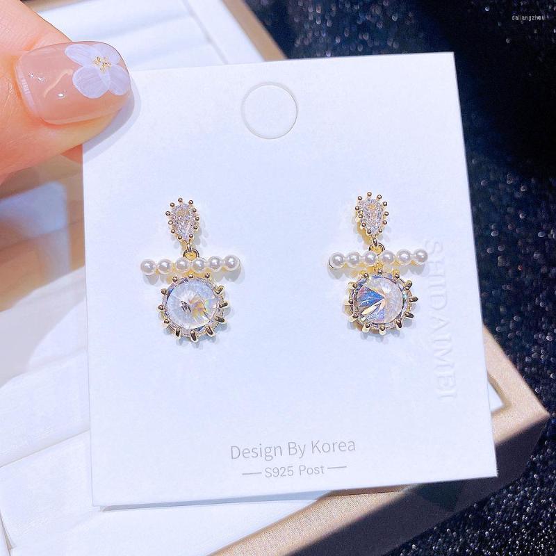 

Stud Earrings Exquisite Cubic Zirconia Crystal For Women Gold Color Korean Fashion Jewelry