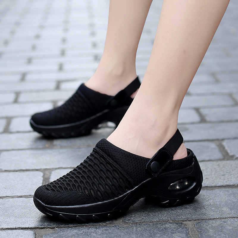 

Sandals Women Vulcanized Shoes High Quality Sneakers Slip On Flats Loafers Plus Size 43 Walking FlatSandals, Black