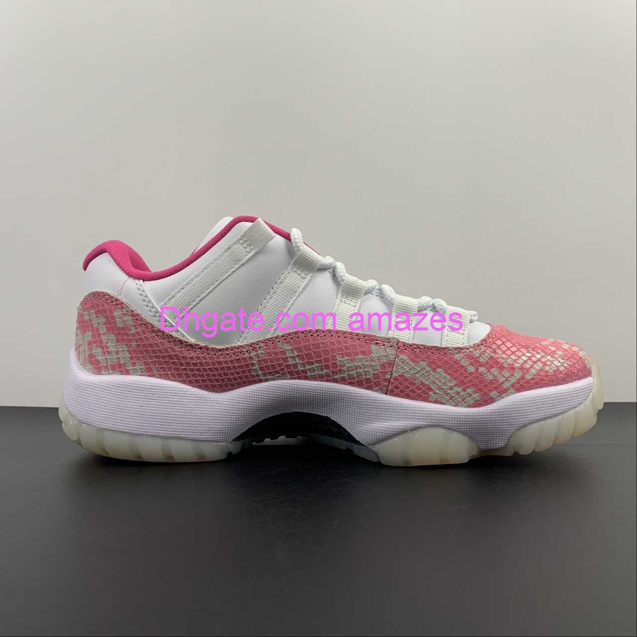

New Low 11 Retro Pink Snakeskin 2019 Womens Running Shoes 1s White Watermelon Black Sports Sneakers AH7860-106 size US 4-10 EUR 36-44