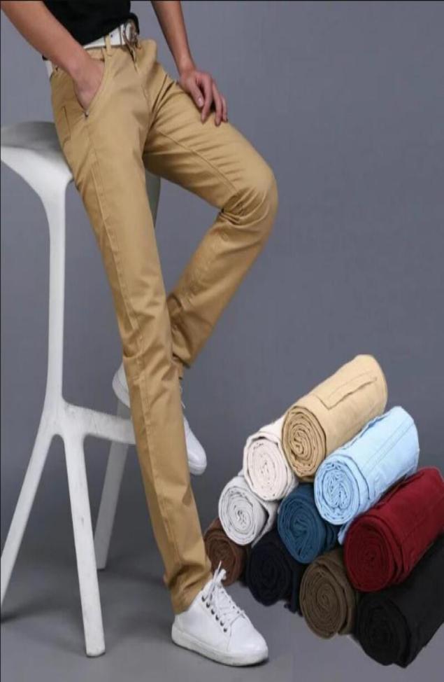 

New canvas casual pants mens slim straight mens pants men trousers multicolor Long dress clothing sweatpants8991054, White