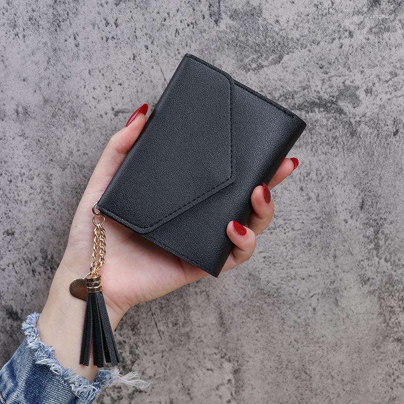 

Wallets Mini Tassel Wallet Women Fashion Purse Female Short Korean Students Lovely Small For, Black