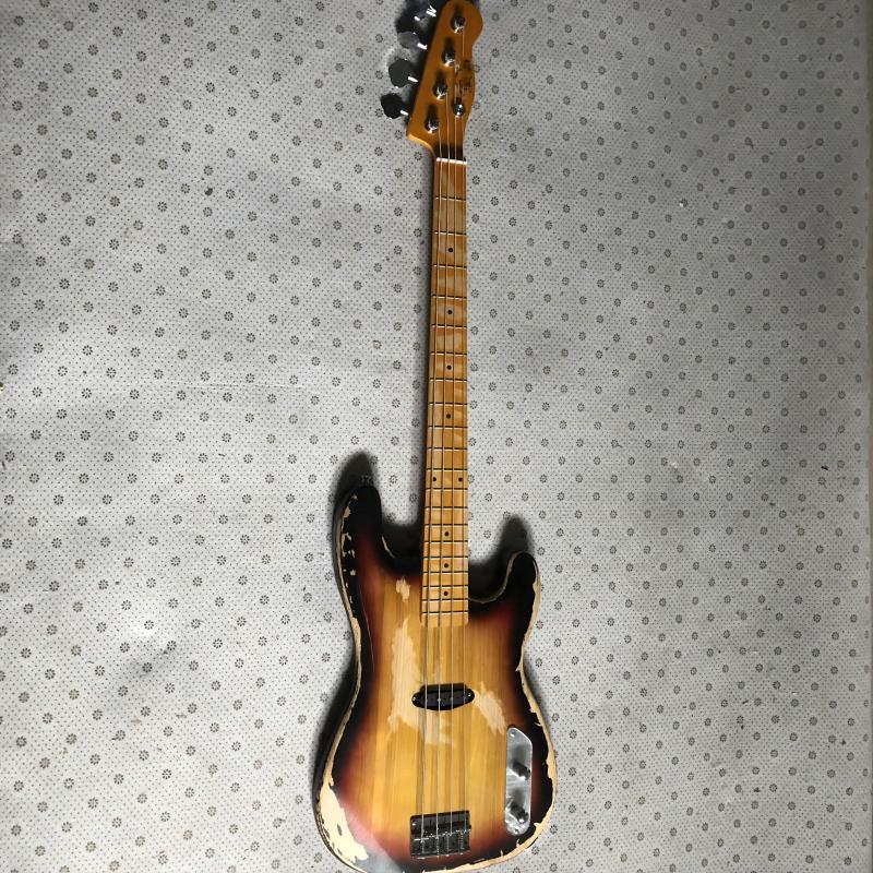 

Aging sunburst 4-string Bass Alder Body 1 Pick up chrome hardware, free shipping