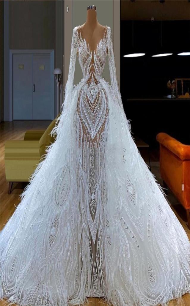 

White Feathers Puffy EveningDresses for Wedding Arabic Robe De Soiree Couture Aibye Wedding Dress Kaftans Pageant Gowns Dubai3263834, Red