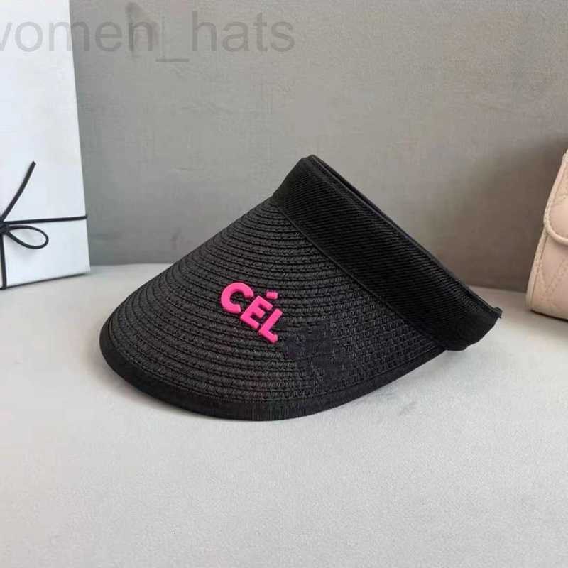 

Ball Caps designer Spring and Autumn Style Empty Top Hat Letter Label Splice Sun visor Summer Women Slim High end Travel, Black + red