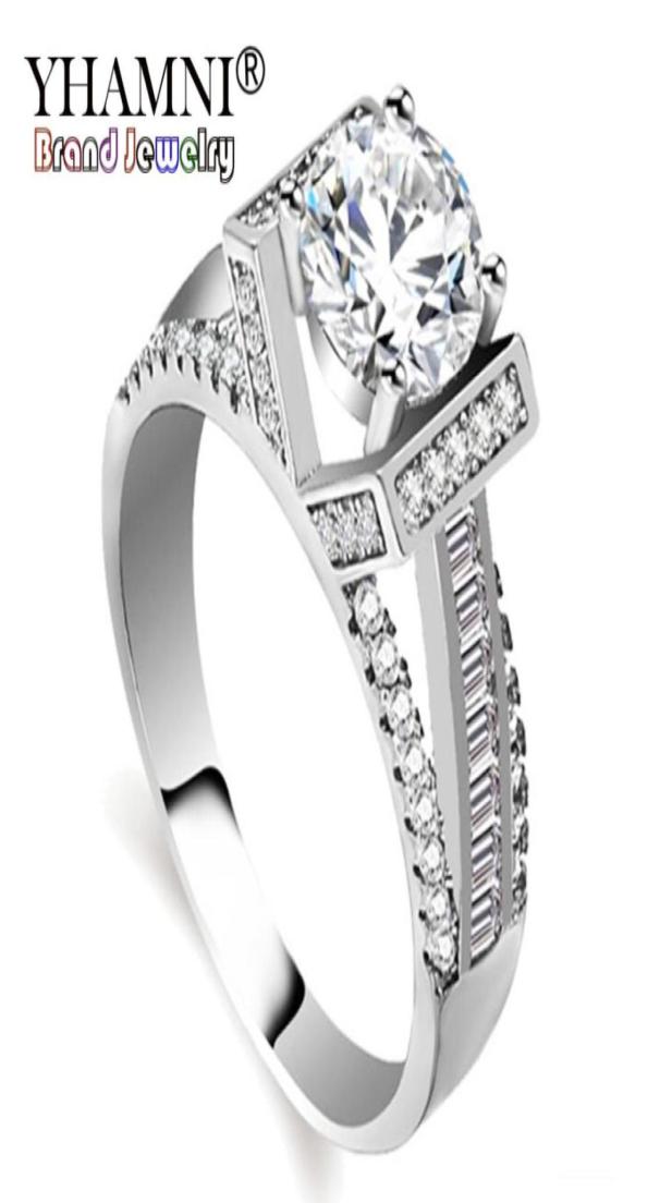 

YHAMNI Original Fashion Fine Jewelry CZ Diamond Rings 925 Sterling Silver Engagement Wedding Rings for Women KYRA0240997173531379