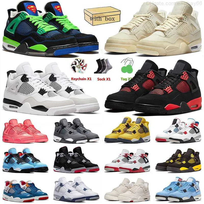 

4s for Men Basketball Shoes Iv Jumpman Doernbecher Offs White Sail Jorda Jorden 4 Red Thunder Military Black Cat Mens Women, C43 red thunder 40-47