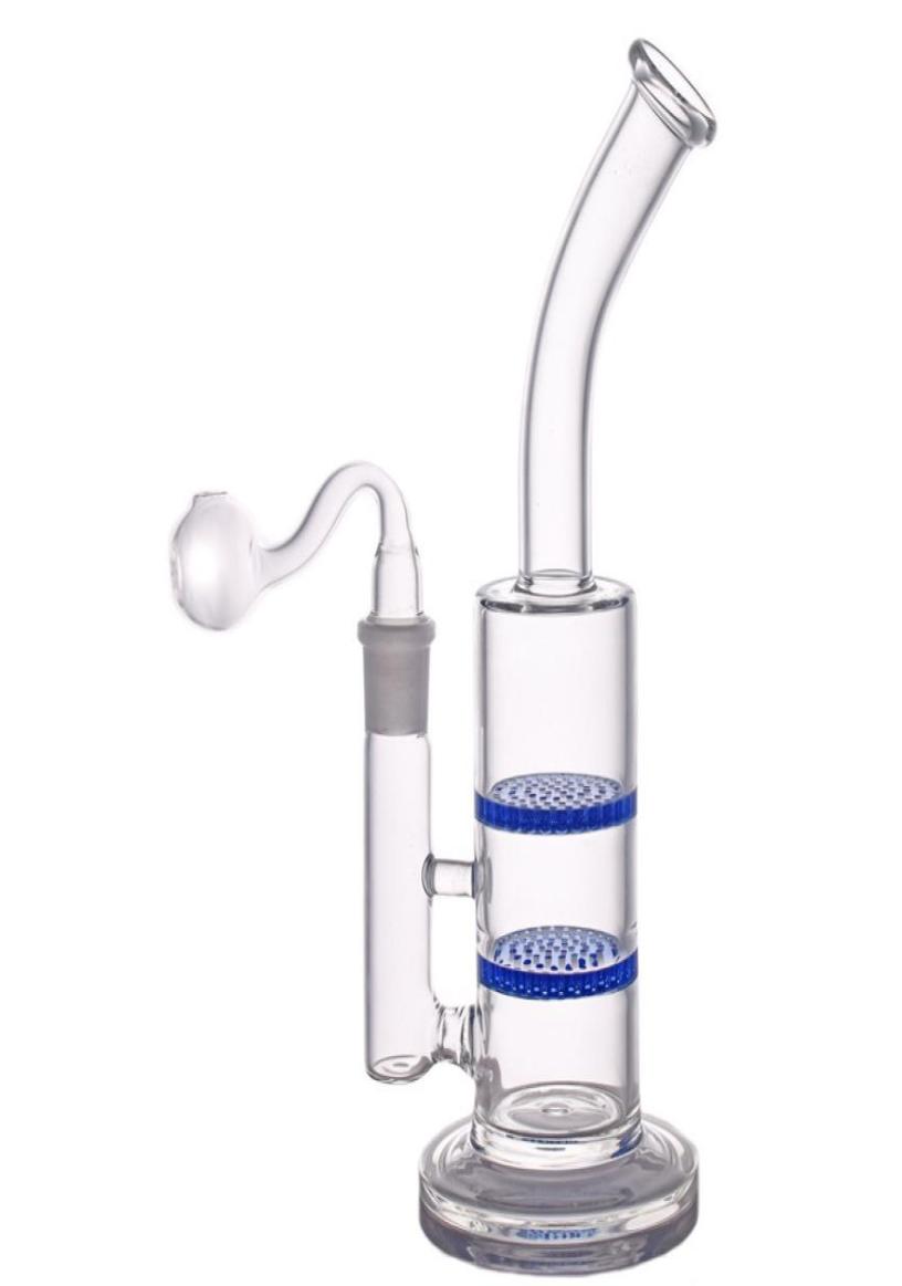 

Glass Bong Dab Rig Water Pipes 8quot Tall Thick Honeycomb Perc beaker Bongs with glass oil burner pipe and bowl4732979
