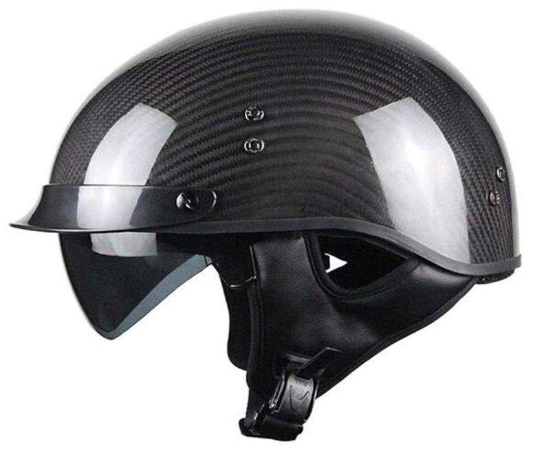 

Voss 888CF Genuine Carbon Fiber DOT Half Helmet with Drop Down Sun Lens and Metal Quick Release S Gloss Carbon7527206, Blacks