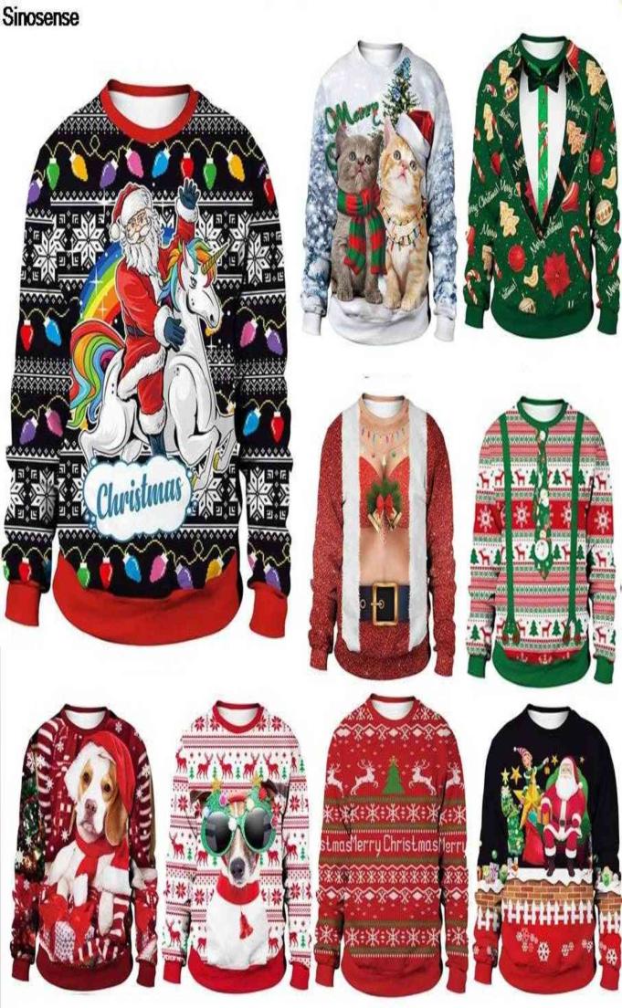 

Santa Riding Unicorn Funny Ugly Christmas Sweater Pullover Xmas Jumpers Tops Women Men Autumn Winter Holiday Party Sweatshirt Y1115873312, Champagne
