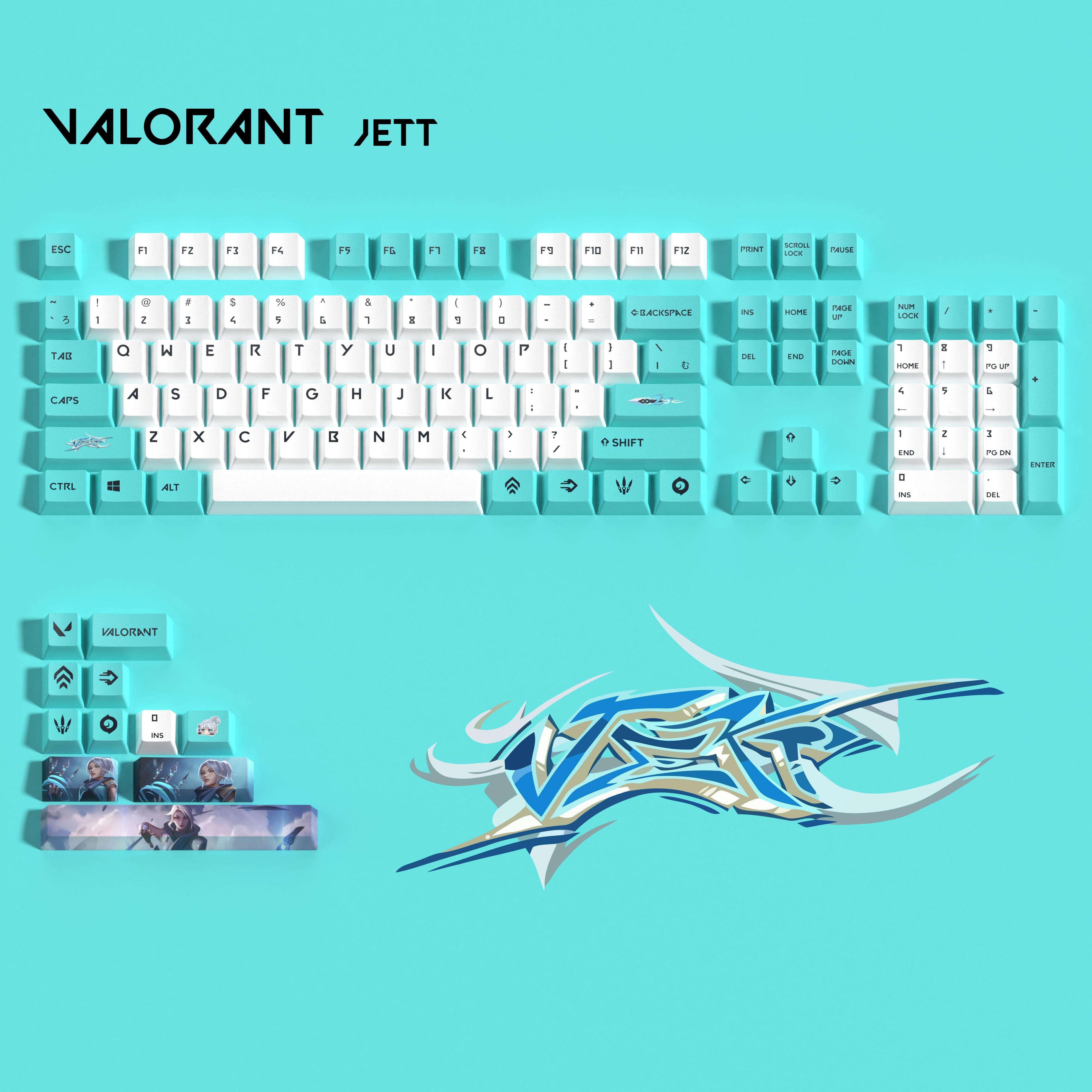 

Combos Valorant jett keycaps full set High Quality PBT dye sub keycaps OEM prfile