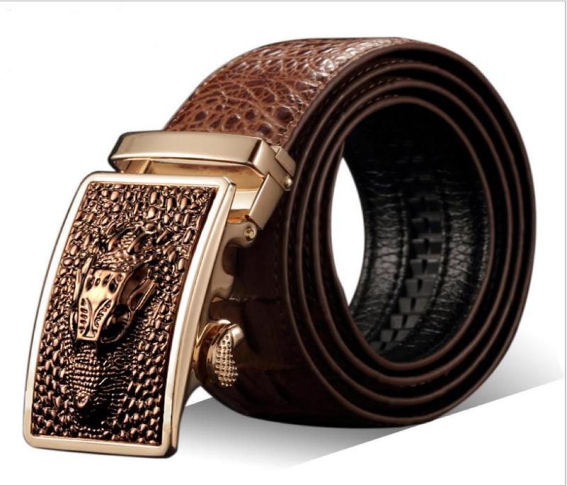 

New fashion new automatic belt buckle belt J selling men039s leather crocodile male belt size 110125mm2289702, Gold